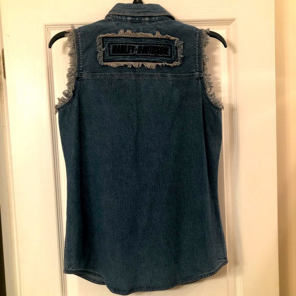 Harley Davidson Denim Vest - Picture 2 of 3